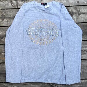 Vintage 90s Versace Sport Sweater Large Gray Big Logo